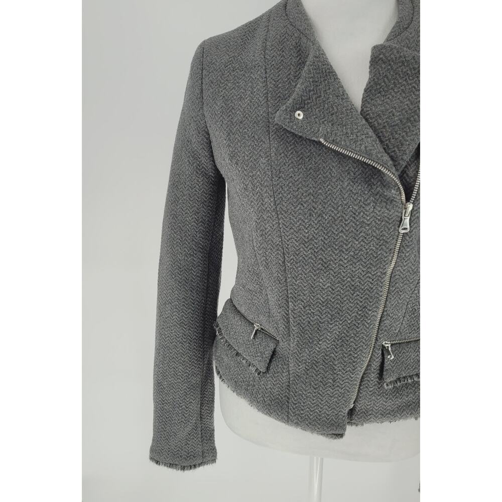 ZARA Trafaluc Outerwear Womens Gray Wool Blend Moto Biker Cropped Jacket Size M - Picture 4 of 10